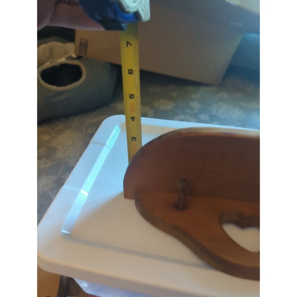 Vtg Wooden Heart Cutout Shelf with 2 Pegs Wall Hanging Wood Rustic Cottage